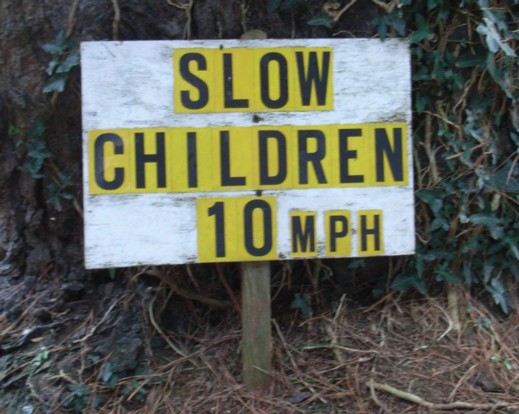 Beware of slow children! But 10 miles per hour is not really slow for a child.